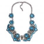 Elsa Icy Blue Art Deco Crystal Bib Necklace